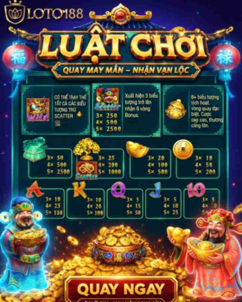 2J Slot Loto188 – Trải nghiệm Wild, Scatter, Free Spin và Bonus Game